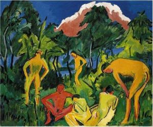 Akte In Der Sonne, Moritzburg by Ernst Ludwig Kirchner