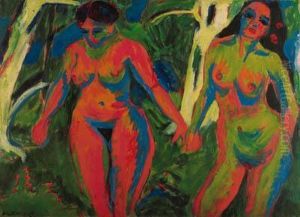 Zwei Nackte Frauen Im Wald by Ernst Ludwig Kirchner