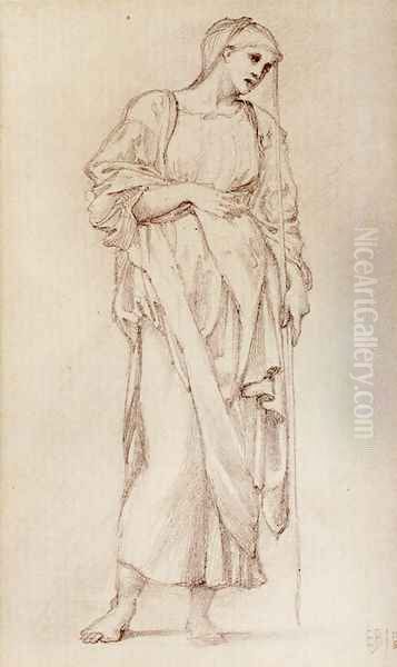 Study Of A Standing Female Figure Holding A Staff - view 1