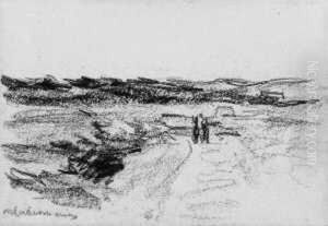 Dunenlandschaft Mit Zwei Figuren by Max Liebermann