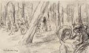 Spielende Kinder Unter Baumen. by Max Liebermann