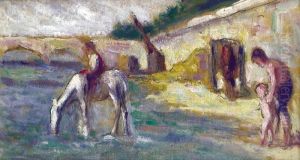 Baignade Sur Les Berges , Circa 1925 by Maximilien Luce