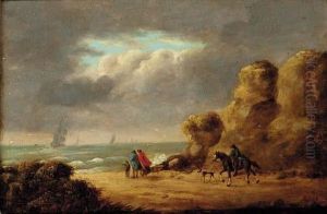 Figures And A Horseman Looking Out To Sea In A Gale Figures And A Horseman Looking Out To Sea In A Gale
