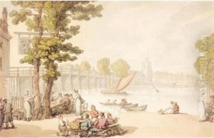 The Garden Of The Swan Inn By Putney Bridge, Fr Watercolour