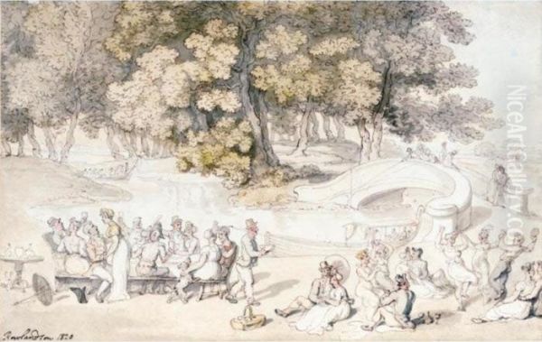 Picnic By An Ornamental Bridge - view 1