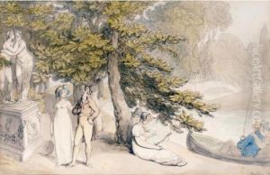Elegant Company In A Park by Thomas Rowlandson