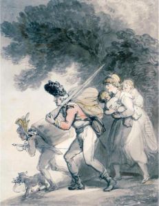 Soldiers On The March by Thomas Rowlandson