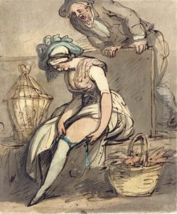 The Fairing Or Trying On The New Garters by Thomas Rowlandson