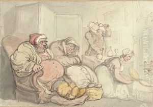 Almost Bed Time & The Butler Clearing The Table by Thomas Rowlandson
