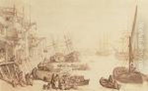 The Thames Wharf by Thomas Rowlandson