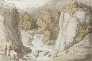 A Fisherman Looking For A Beat On A River by Thomas Rowlandson