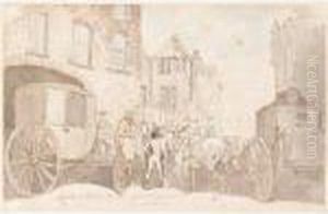 Sir Patrick Bellew's Departure From The Swann Inn, Birmingham by Thomas Rowlandson