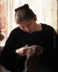 A Woman Sewing