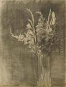Gladiolen In Vase. by Theophile Alexandre Steinlen