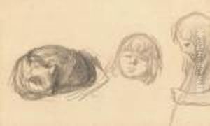 Jeune Fille Et Chat Recto Homme Au Moustache Verso