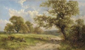 Landscape With A Shepherd And His Flock, Resting by George Turner