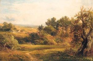 Children At A Sty In An Extensive Landscape, Near Rugby by George Turner