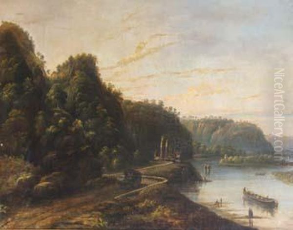 After Joseph Mallord William Turner R.a. , River Scene With Figures - view 1