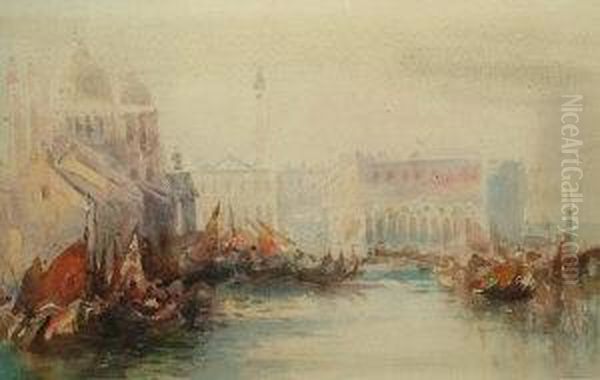 Follower Of Joseph Mallord William Turner -- Venetian Scene; Watercolour, 17.5x27cm - view 1