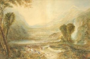 Follower Of Joseph Mallord William Turner Landscape With Hunting Party by Joseph Mallord William Turner