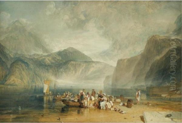 Lake Of Lucerne, From The
Landing Place At Fleulen, Looking Towards Bauen And Tell's Chapel,
Switzerland - view 1