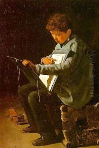 Seated Boy with a Portfolio 1857