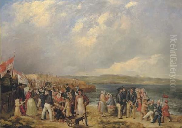 The Opening Of Granton Harbour,
Edinburgh, 29 June 1838, With The Duke Of Buccleuch's Carriage Far Left - view 1