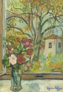 Bouquet De Fleurs Devant Une Fenetre A Saint-bernard by Suzanne Valadon