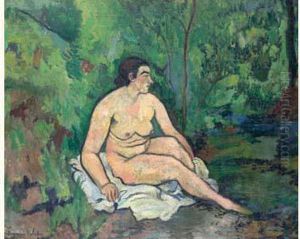 Nu Assis Au Bord De L'eau by Suzanne Valadon