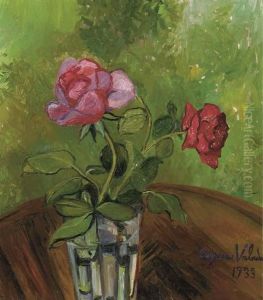 Deux Roses Dans Un Verre by Suzanne Valadon