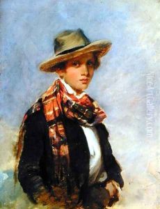 Portrait of a Youth with a Tartan Scarf by John Phillip