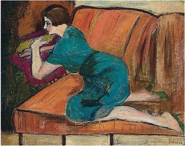 Jeune Femme Sur Un Canape - view 1