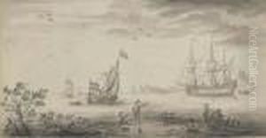 An English Man-o'war And A Dutch Smalschip At The Mouth Of The Estuary An English Man-o'war And A Dutch Smalschip At The Mouth Of The Estuary