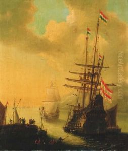 A Dutch Man-o'-war Departing A Harbour