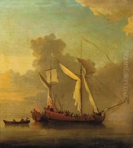 Two English Royal Yachts Getting Under Way Near The Shore