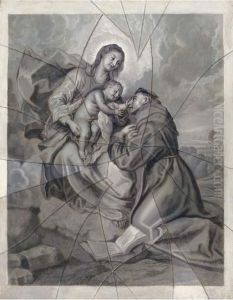 The Vision Of Saint Antony: A Trompe L'oeil Of An Engraving Under Shattered Glass