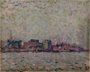 Brume Matinale Sur Le Port De Veere (la Hollande) by Theo van Rysselberghe