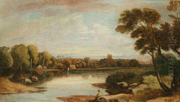 River Landscape With Distant Viaduct - view 1