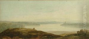 Open Landscape With Lake And Distant Tower Open Landscape With Lake And Distant Tower