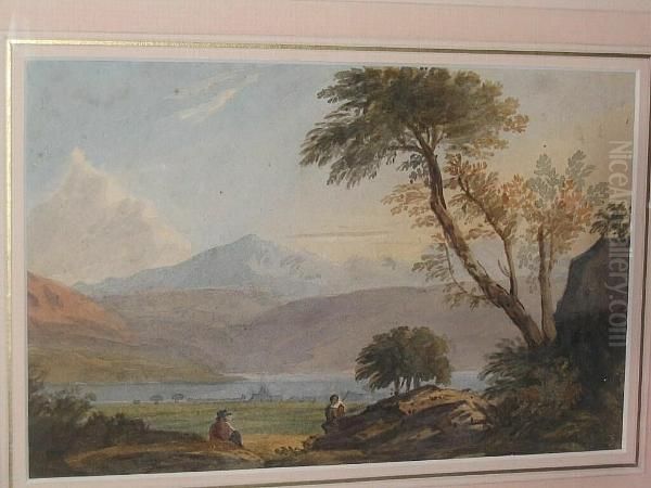 Welsh Valley Landscape With Snowden In The Distance - view 1