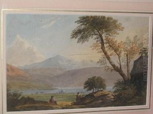 Welsh Valley Landscape With Snowden In The Distance by John Varley