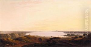 An Extensive River Landscape On The Thames by John Varley