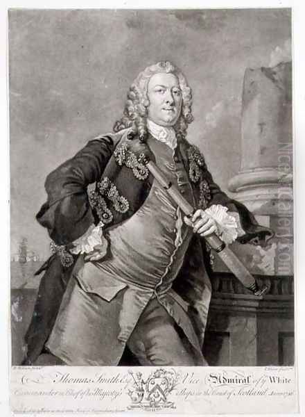 Portrait of Admiral Thomas Smith (d.1762) Vice-Admiral of the White, engraved by John Faber (1684-1756) 1746 - view 1