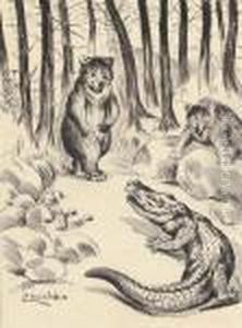 A Meeting Between Two Bears And An Alligator