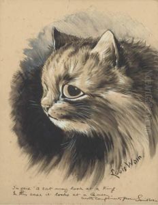 Tis Said "a Cat May Look At A King. In This Case It Looks At Aqueen". by Louis Wain