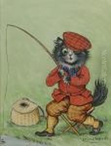 Cat Fishing by Louis Wain