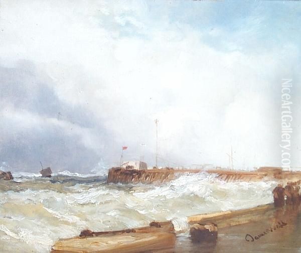 Entering Harbour In A Stormy Sea - view 1