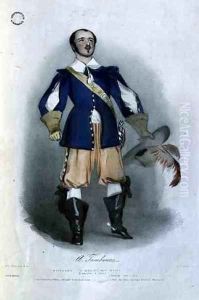 Antonio Tamburini (1800-76) as Riccardo in 'I Puritani', from 'Recollections of the Italian Opera', 1836 by Alfred-Edward Chalon