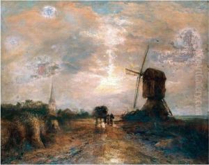 Coastal Landscape With Windmill by James Webb