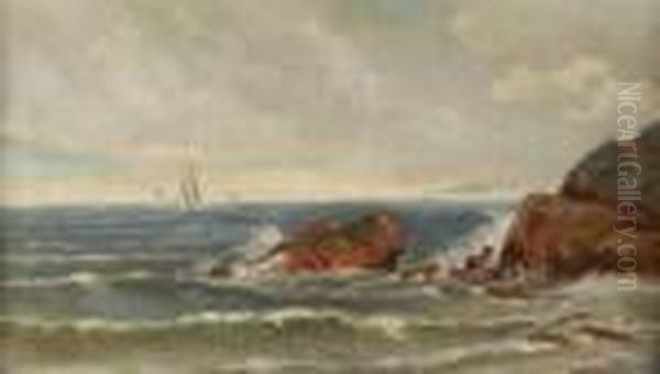 Rocky Coastline With Sailboats - view 1